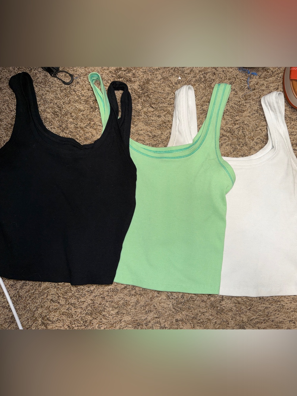 wild fable Ribbed Tank Trio in Black, Mint & White